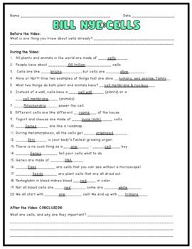 At the end of the video, students analyze the song lyrics in the show and write a summary. . Bill nye germs worksheet answer key
